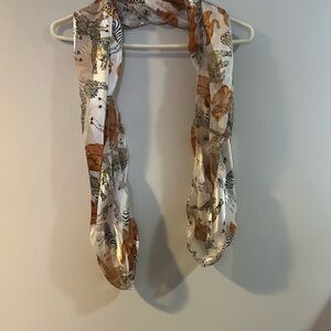 Animal Print Scarf - White with sheer layer and stretchy sides with animal print